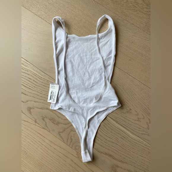 AMERICAN APPAREL Cotton Spandex Deep Cut Bodysuit - White - XS (NWT) - Picture 6 of 7